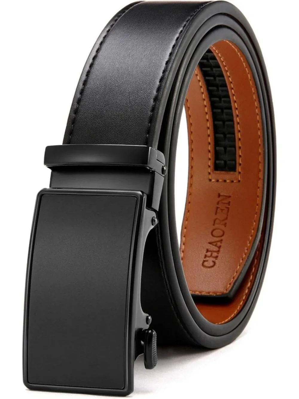 Men's Leather Ratchet Belt - Customizable Fit, Effortless Style, 35mm Width